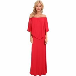 Culture Phit Red Ayden Maxi Off Shoulder Dress XS